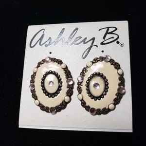 NEW! ASHLEY B.  Costume Enameled Oval Earrings